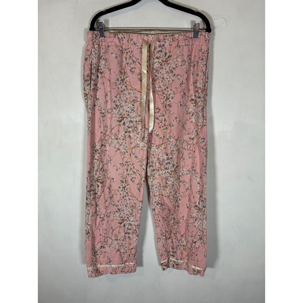 Papinelle Small Pink Floral Capri Pajama Pants Cotton Lounge Sleepwear Pockets